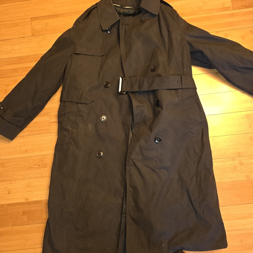 American Apparel Black Trench Coat Long-Length Classic